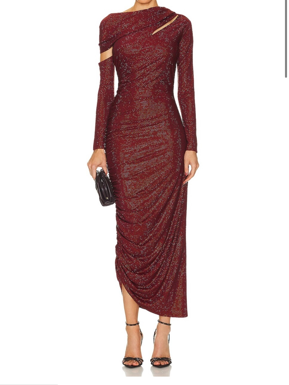 Cult Gaia KUMASI Burgundy Long-Sleeve Midi Dress